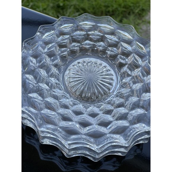 4 Vintage Fostoria American Clear Glass SALAD Sandwich Plate Dessert - Picture 6 of 8